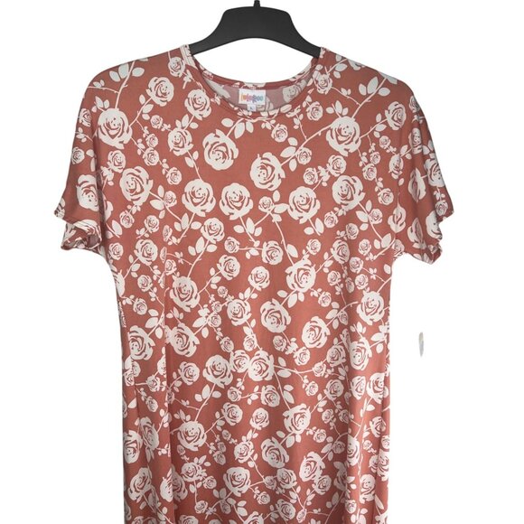 LuLaRoe Maria Floral Maxi Dress Pink & White Short Sleeve Large - Picture 3 of 15